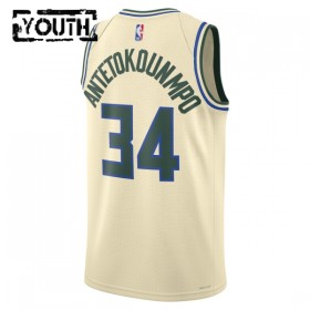 Dres Milwaukee Bucks Giannis Antetokounmpo Nike 2025-26 City Edition Bijela Swingman - Dječji